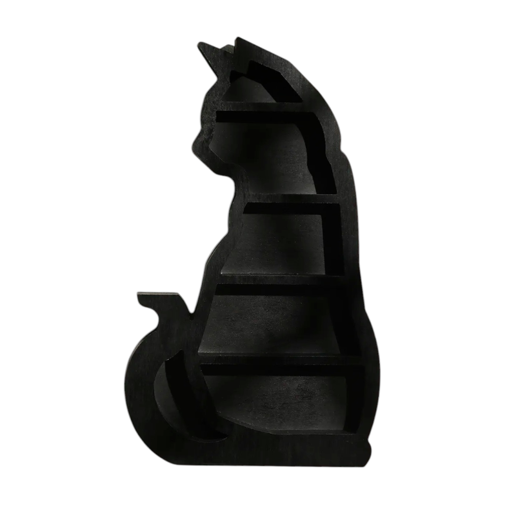 Полиця настінна з дерева Кішка, полиця дерев'яна для для прикрас, чорна, в розмірі 34×20.5см Кам'янець-Подільський - фото 2