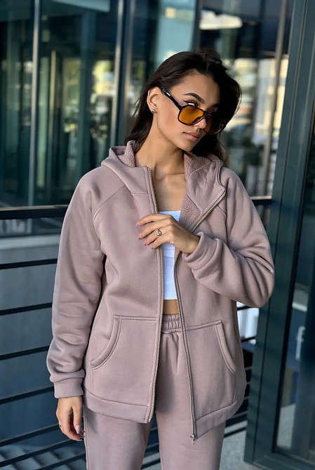 Зип худи женское оверсайз Коричневый 46/48 Харьков - изображение 1