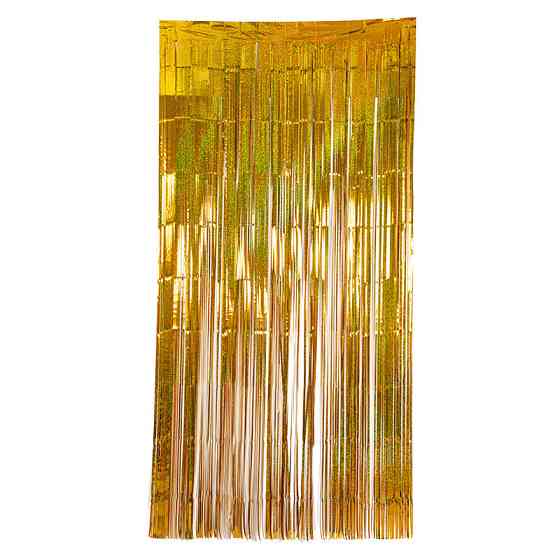 Дождик для фотозоны длинный с голограммой 4 м на 1 м золотистый Киев