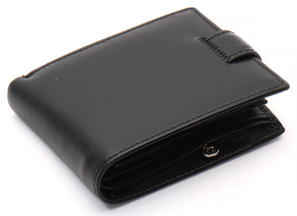 Чоловічий гаманець з натуральної шкіри. Шкіряний гаманець чоловічий портмоне зі шкіри Чорний Marco Coverna Київ - фото 5