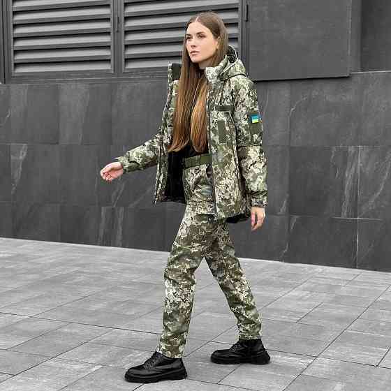 Военная женская зимняя куртка пиксель Pobedov Motive Киев