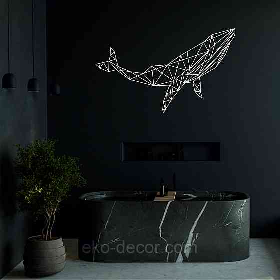 Декоративное настенное Панно «Кит», Декор на стену 50*30 см, Белый Киев