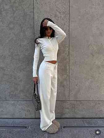 Женский базовый повседневный костюм, двойка, турецкая ангора. Молочный, 46/48 Одесса