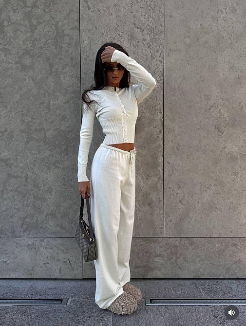 Жіночий базовий повсякденний костюм, двійка, турецька ангора. Молочний, 46/48 Одеса - фото 4