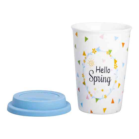 Liling Rongxiang Ceramic порцелянаовий стакан із силіконовою кришкою та отвором для трубочки 42 Коломыя