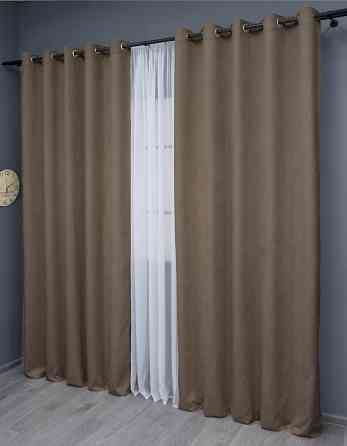 Комплект штор на люверсах VR-Textil Мікровелюр Petek YL № 1802ш Коричневий 150х270 см 2 шт (37-0268) Київ