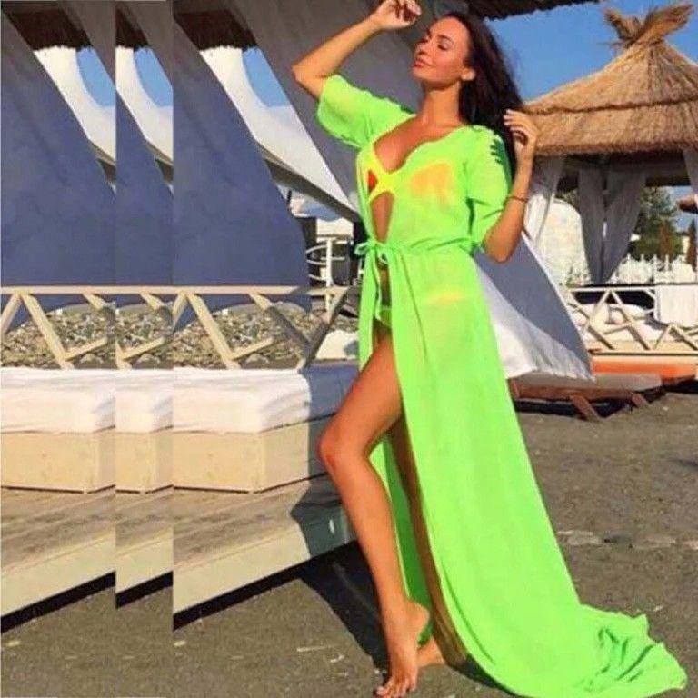 Пляжний халат з коротким рукавом 42 салатовий Київ - фото 2