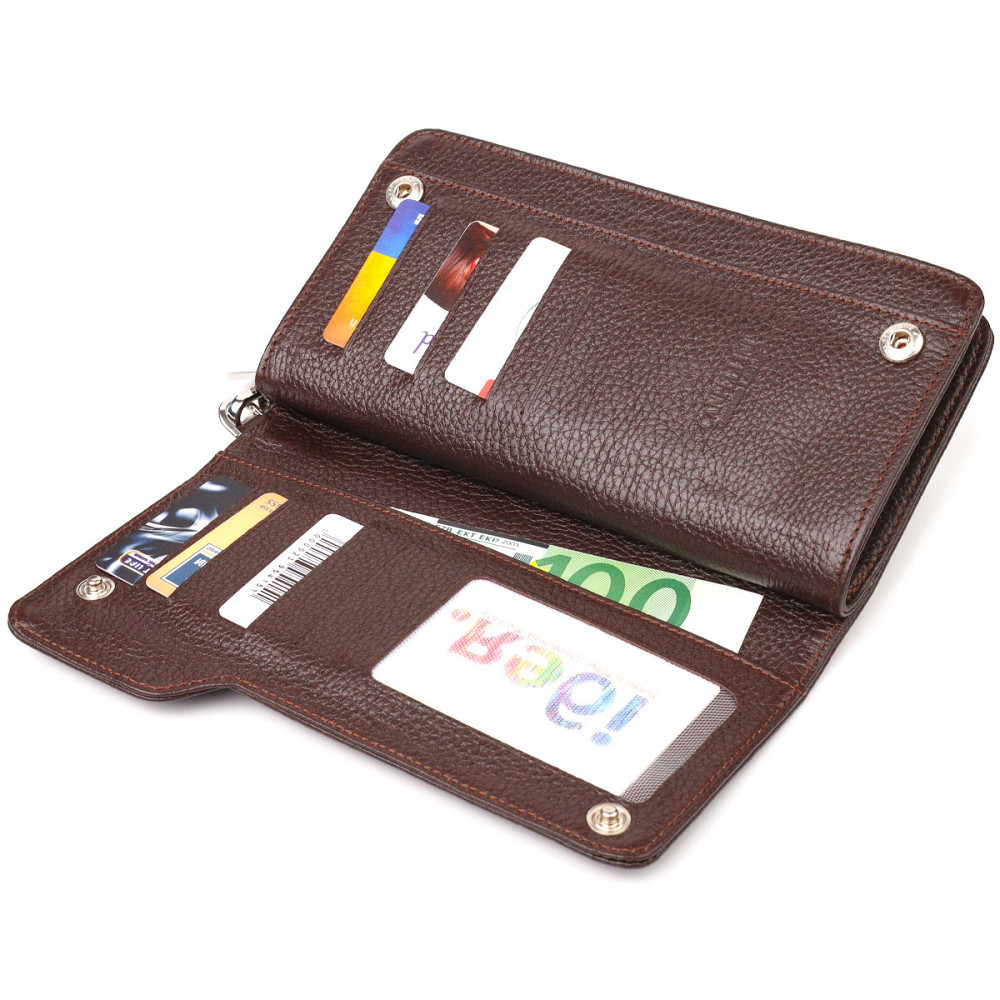 Оригінальне портмоне клатч із натуральної шкіри CANPELLINI 21537 Коричневе Київ - фото 5