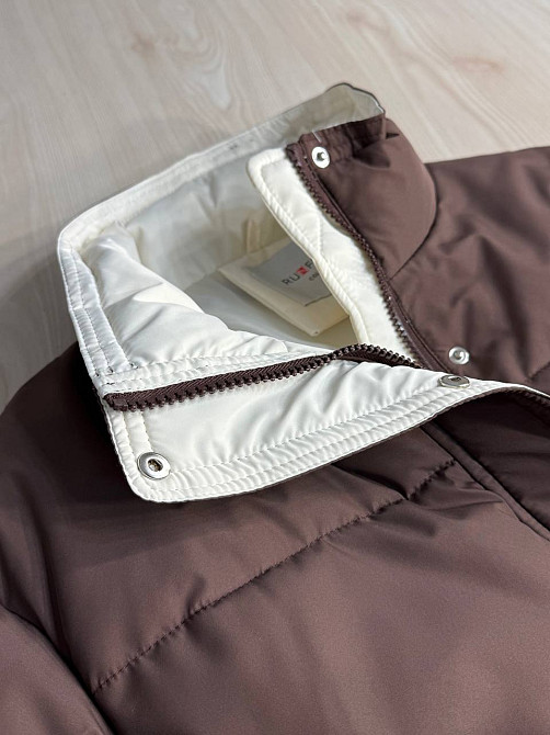 Куртка женская Runfesine 88216 короткая с молочным воротником-стойкой коричневая, коричневый, L Киев - изображение 2