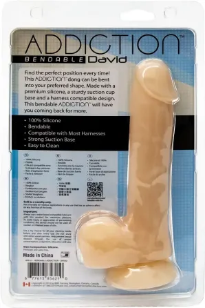 Фалоімітатор із пам’яттю форми, на присосці ADDICTION — DAVID 8″ Silicone Dong, віброкуля в подаруно Львов