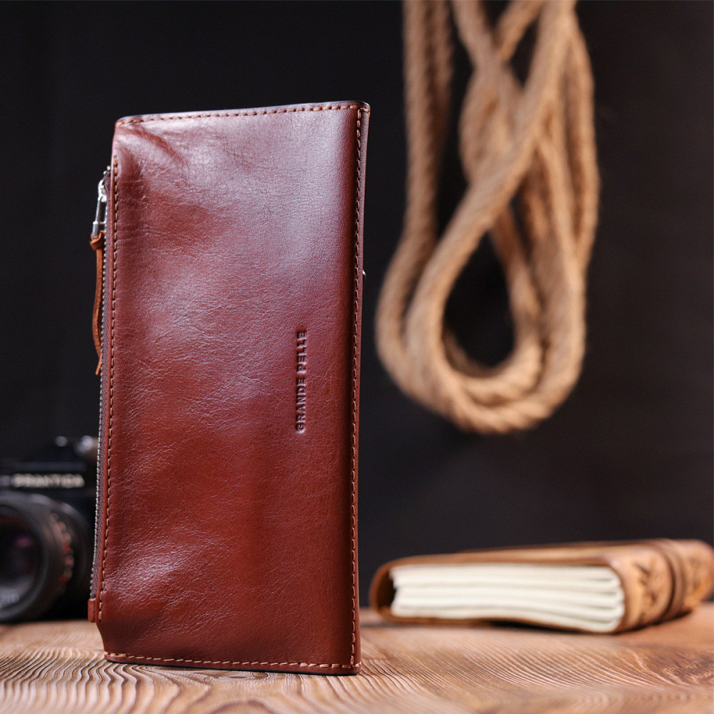 Практичне чоловіче портмоне Grande Pelle 11424 Коричневий Київ - фото 2