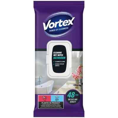 Салфетки для уборки Vortex Влажные Для ванной комнаты С клапаном 48 шт. (4823071641233) Винница
