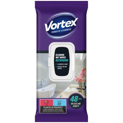 Серветки для прибирання Vortex Вологі Для ванної кімнати З клапаном 48 шт. (4823071641233) Вінниця - фото 1
