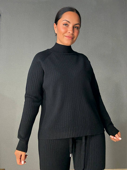 Костюм женский Accorddream 8703-28108 свитер с брюками в рубчик вязаный оверсайз, черный, one size Киев - изображение 16