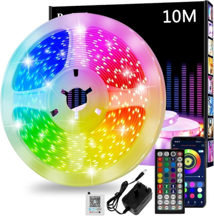 Світлодіодна стрічка 10 м Bluetooth RGB APP, RGB-підсвітка, керування зі смартфона та пульта, музична синхронізація, таймер Київ