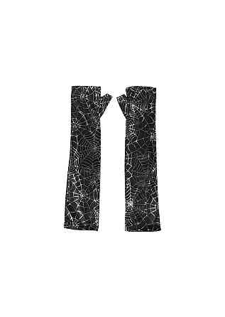 Мітенки рукавички без пальців високі принт павутинка з павуками універсальні Хелловін 35 см чорний Київ