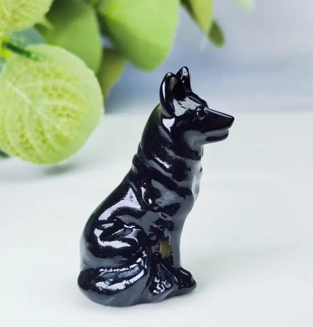 Минифигурка «Волк» из черного обсидиана – 4 см Киев - изображение 1
