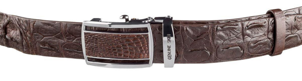 Ремінь-автомат CROCODILE LEATHER 18240 з натуральної шкіри крокодила Коричневий Київ - фото 9