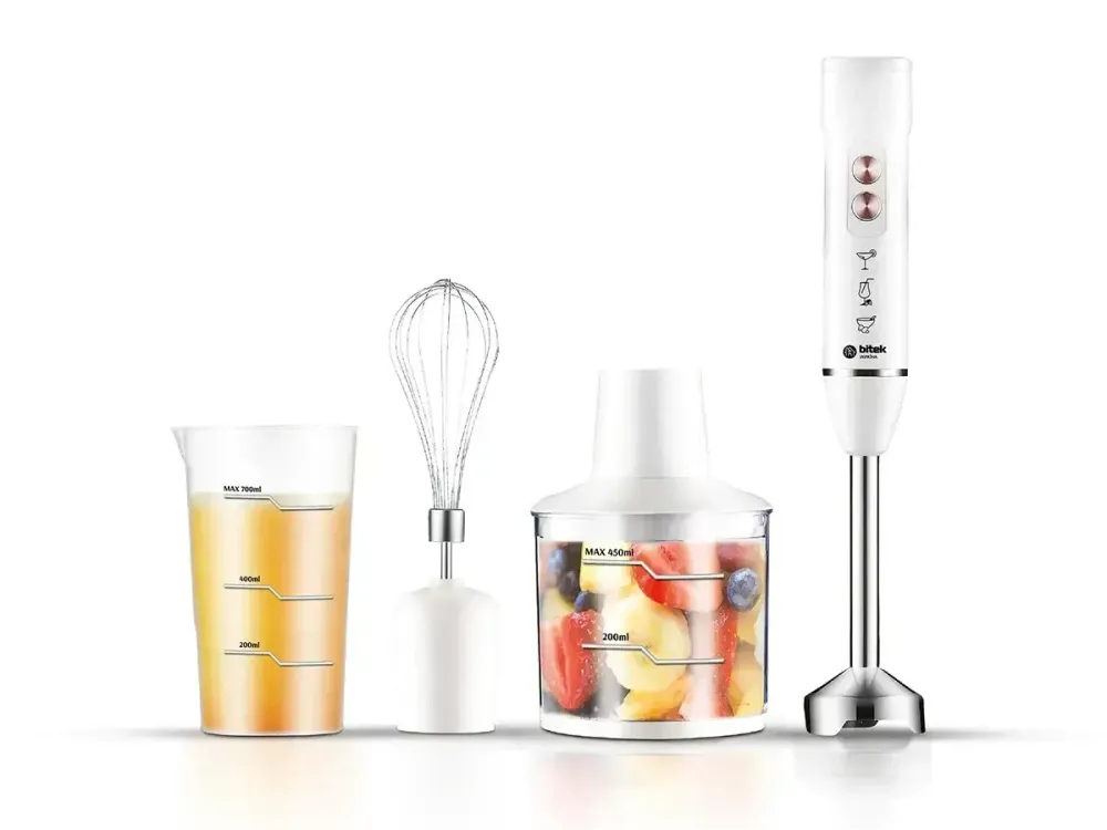 Блендерний набір 4в1 1800Вт BITEK BT-272W, 2 режими, подрібнювач 400мл, чаша 700мл, вінчик для збивання Одеса - фото 3