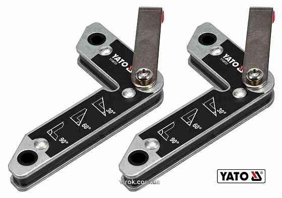 Кутники магнітні для зварювання YATO: кут: 30°, 60°, 90°, сталеві, сила утримування- 32 кг, 2 шт [6] Одеса