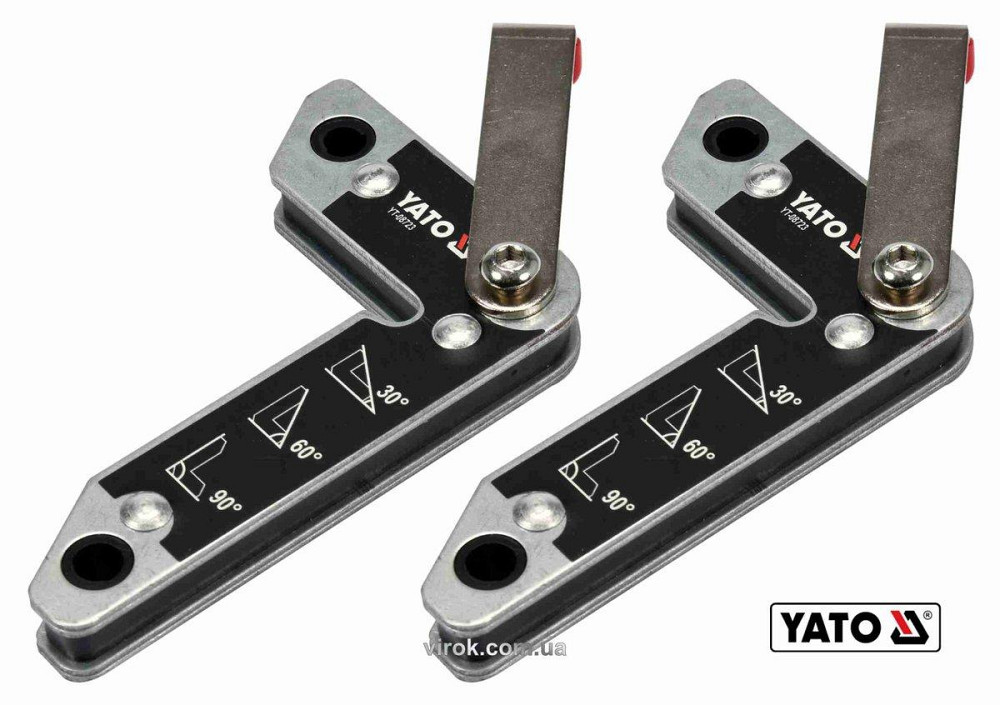 Кутники магнітні для зварювання YATO: кут: 30°, 60°, 90°, сталеві, сила утримування- 32 кг, 2 шт [6] Одеса - фото 1