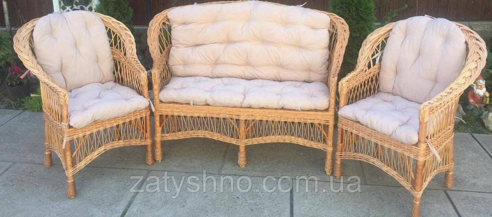 Мебель плетеная (стол в комплекте)| мебель из лозы с накидками | мебель  натуральная с диваном Киев - изображение 3