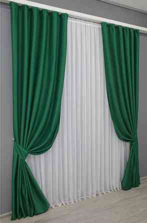 Комплект готовых штор VR-Textil Блэкаут Midnight № 1398ш Зеленый 100х290 см 2 шт (31-787) Киев