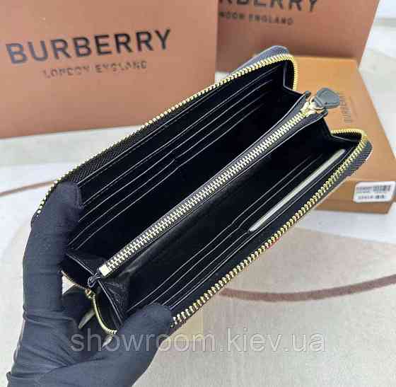 Жіночий шкіряний гаманець на блискавці Burberry (3341) black Київ