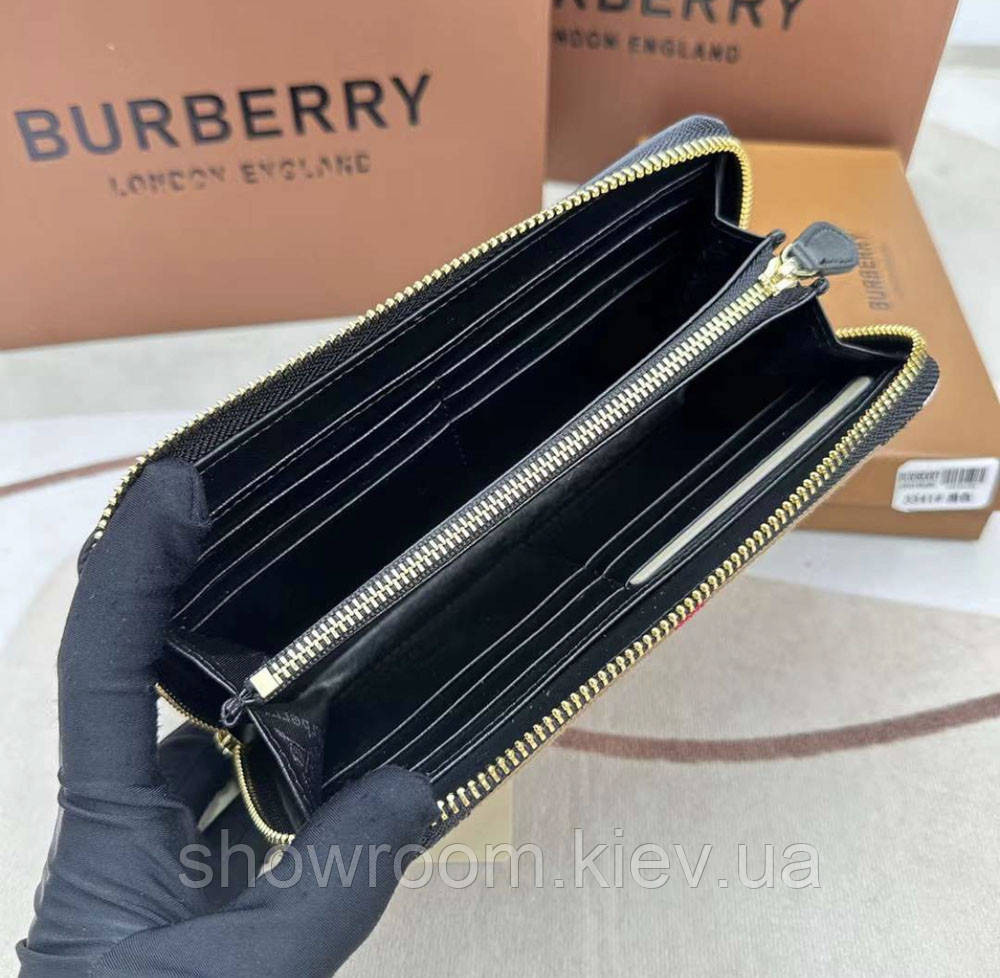 Жіночий шкіряний гаманець на блискавці Burberry (3341) black Київ - фото 6