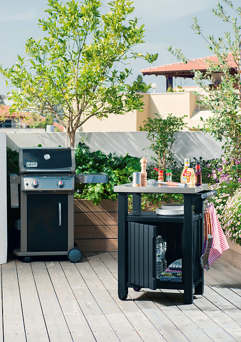 Стіл-буфет садовий для барбекю Keter UNITY, антрацит, 105 л Київ - фото 8