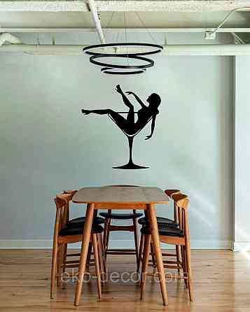 Декоративное настенное Панно «Девушка в бокале», Декор на стену 90*84 см, Черный Киев