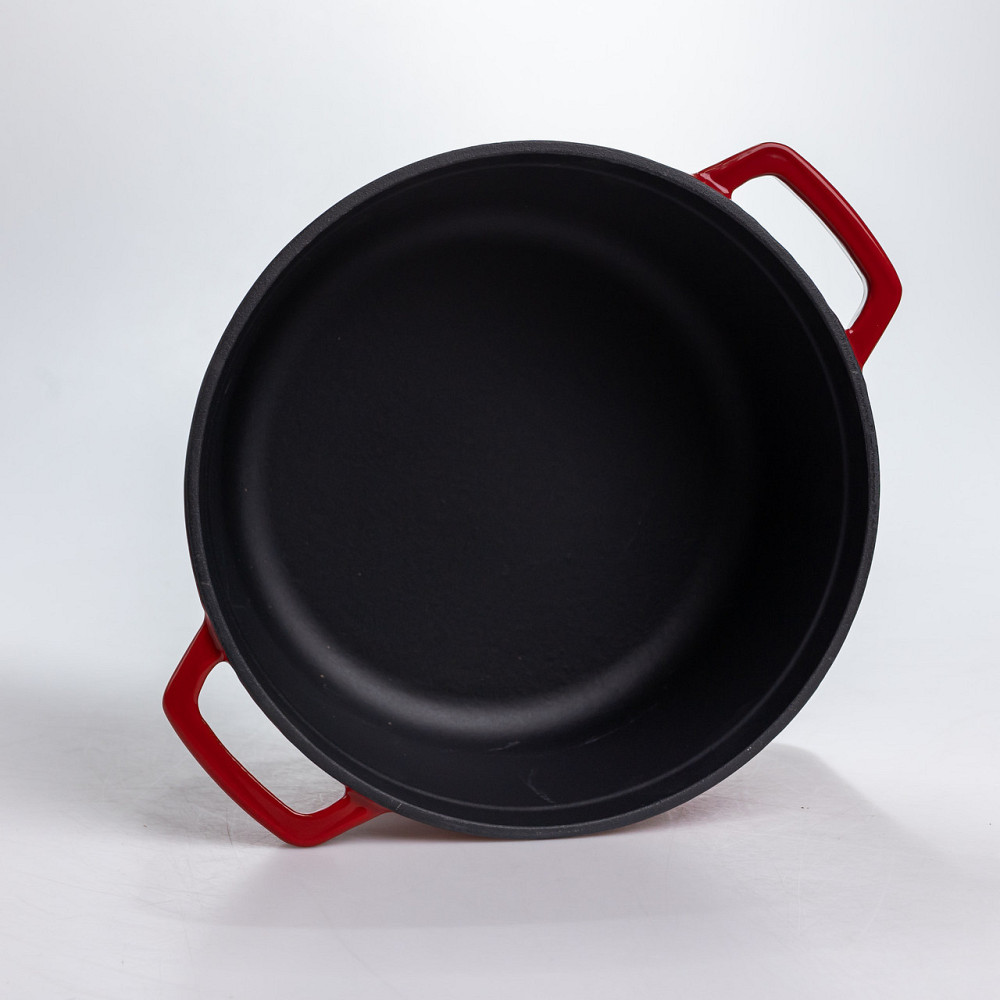 Каструля чавунна 4.5 л емальована з кришкою посуд для тушкування запікання томління кухонна Червона HP-1-19-RED Київ - фото 5