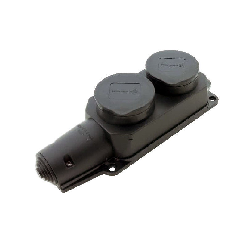 Рукоять с заземлением с крышкой 2 гнезда, каучук, черный Днепр - изображение 1