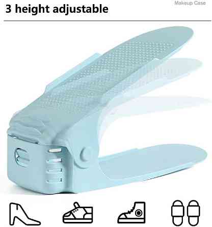 Органайзер для обуви 10 шт Белый Регулируемый двойной стеллаж 50% экономия места пластиковый Киев