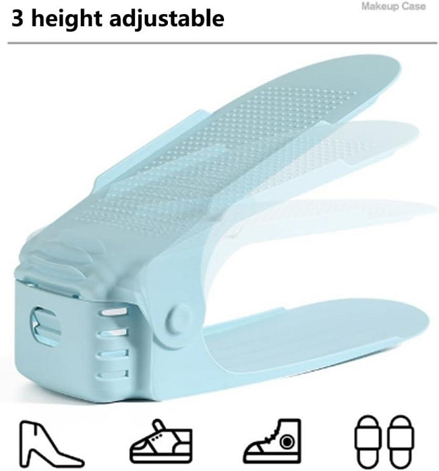 Органайзер для обуви 10 шт Белый Регулируемый двойной стеллаж 50% экономия места пластиковый Киев - изображение 3