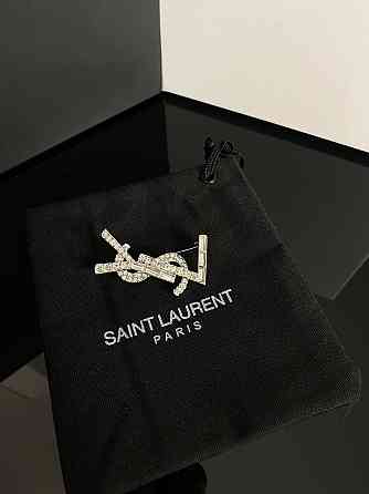 Брендовая брошь Cен Лоран / Saint Laurent, покрытие серебро 925 Одесса