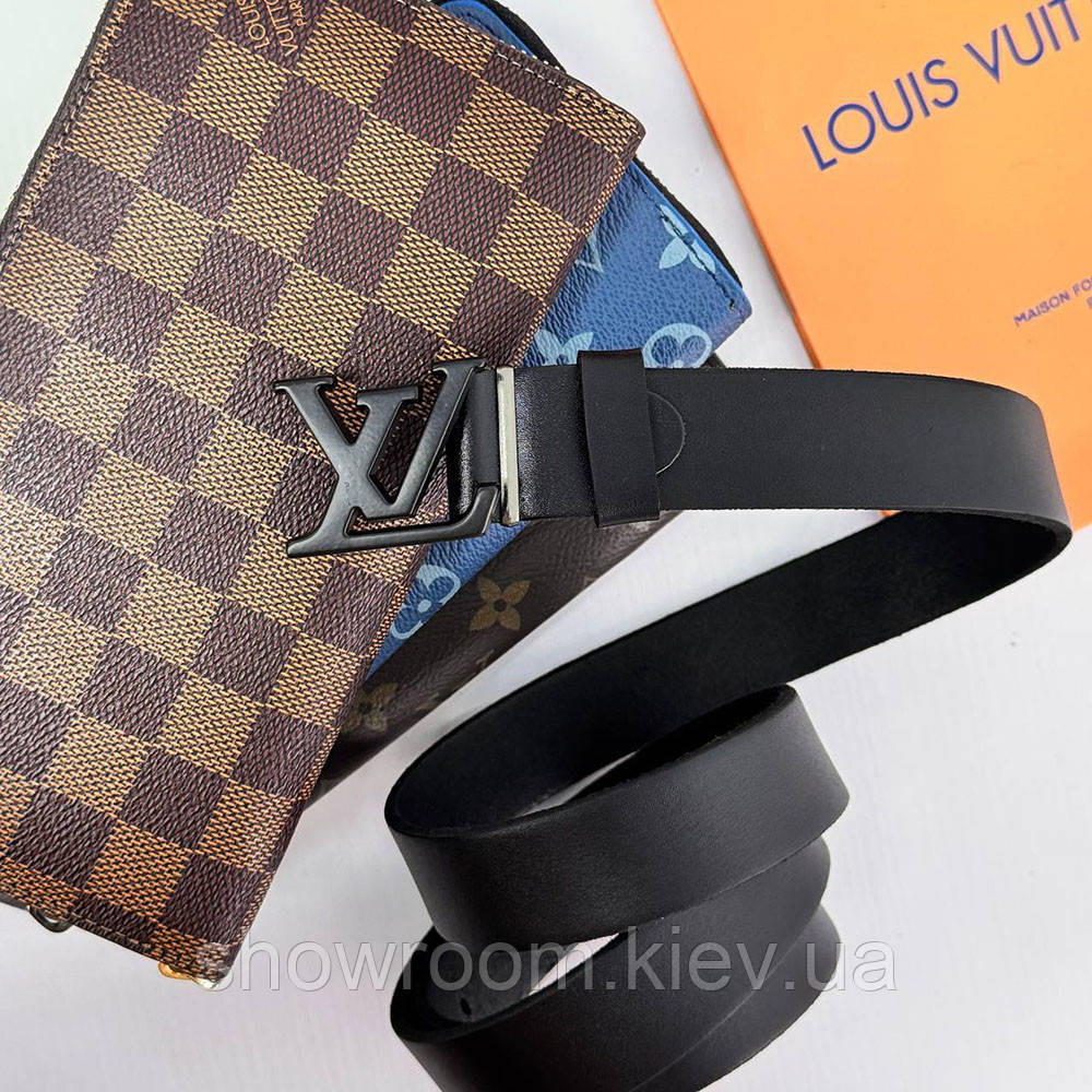 Жіночий шкіряний ремінь Lv, лв black (3 cм) (7111) Київ - фото 1