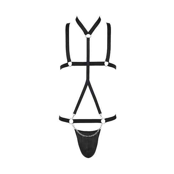 Комплект мужского белья из стреп Passion 039 SET ANDREW S/M Black, стринги, шлейка Sex Aura Киев
