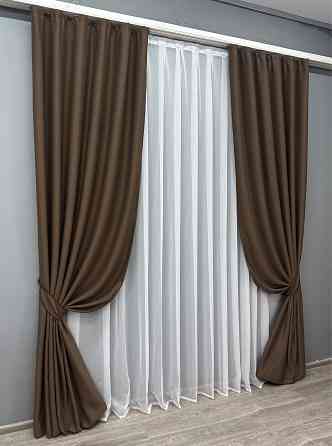 Комплект готових штор VR-Textil Bagema Rvs № 1238ш Шоколадний 150х270 см 2 шт (33-0074) Київ