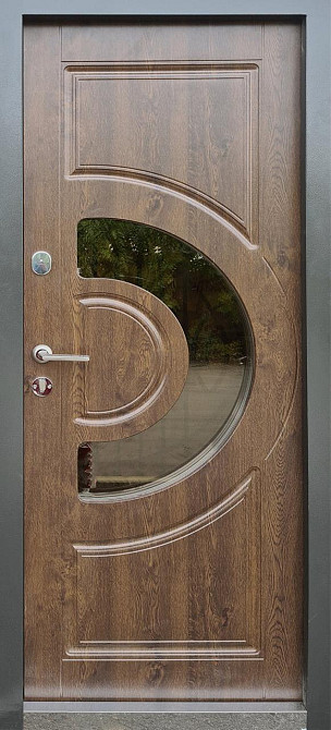 Форт-М Двері вуличні 3х контурні! Модель Тріо-Греція колір Дуб темний, склопакет, ковка Київ - фото 2