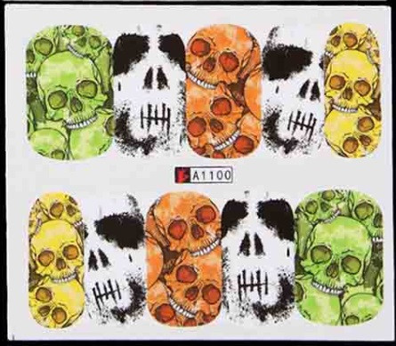 Наклейки Хэллоуин для ногтей Черепа 5 на 6 см разноцветный Киев - изображение 1