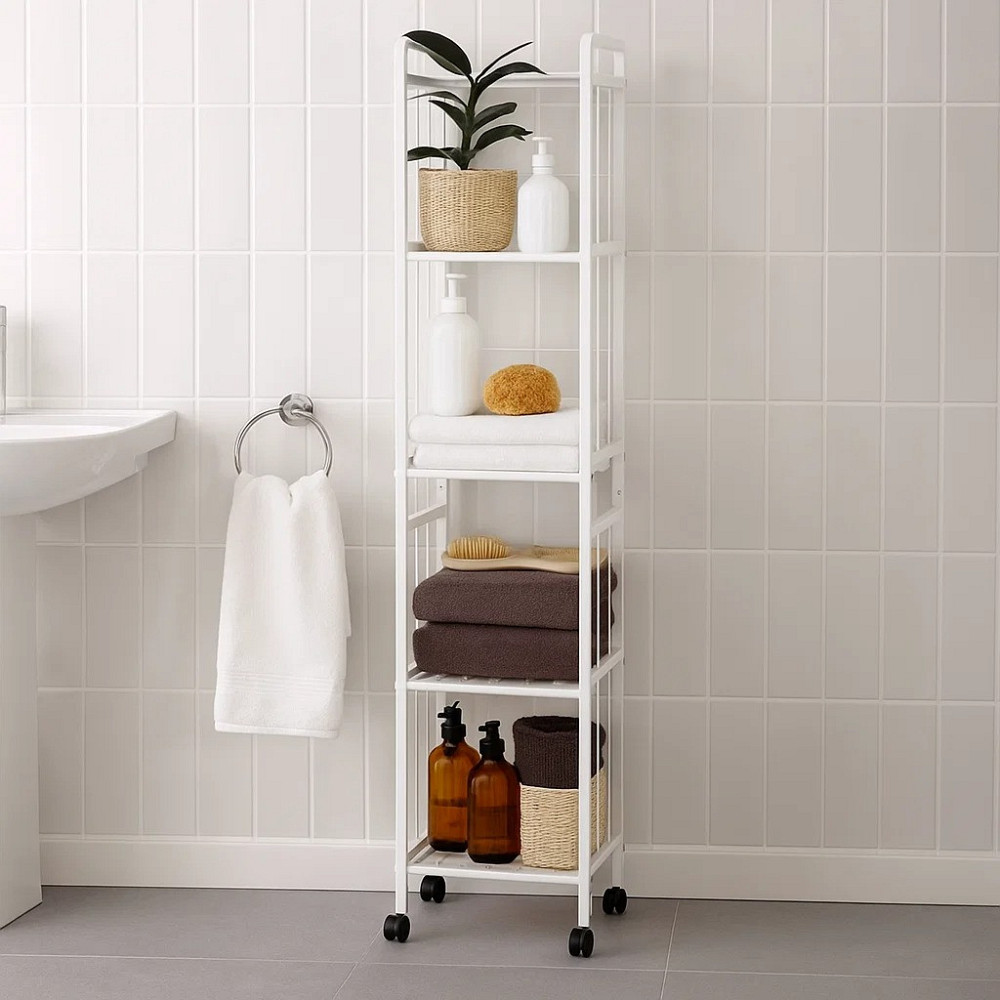 Стеллаж для кладовой,ванной комнаты,кухни полка напольная передвижная на колесах 5 ярусов 33х25х141 см Каменец-Подольский - изображение 9