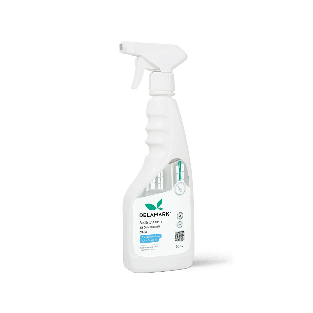 Средство для мытья стекла белые хлопковые цветы DeLaMark 0,5 л Киев - изображение 1