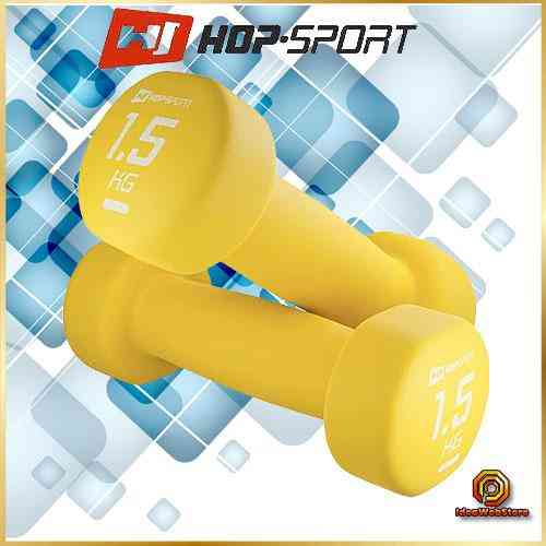 Неопренові гантелі Hop-Sport HS-V015DR 2 по 1,5 кг жовті для фітнесу та тренувань Київ