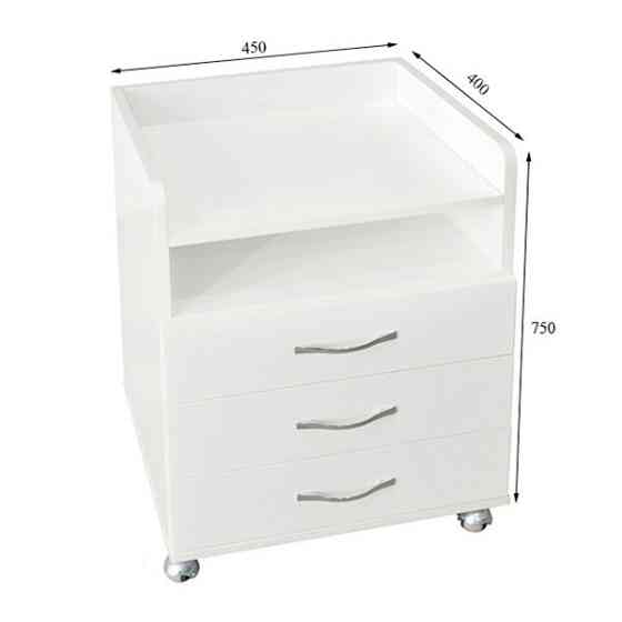 Тумба косметологічна на 3 шухляди Ельф 3 (металеві колеса) Київ