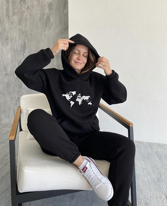 Костюм унісекс (худі + джогери) з картою світу Чернівці - фото 1