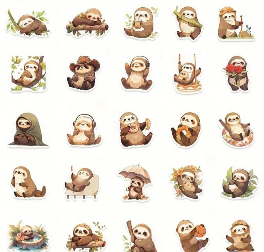 Наліпки з лінивцем, наліпки з тваринами,водонепроникні наліпки для пляшки з водою,набір 50 шт. Київ - фото 2