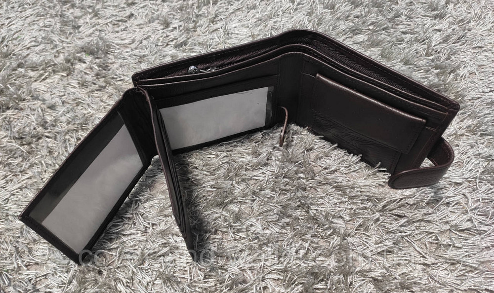 Кожаный мужской кошелек коричневого цвета с блоком для документов Boston 102 Киев - изображение 3