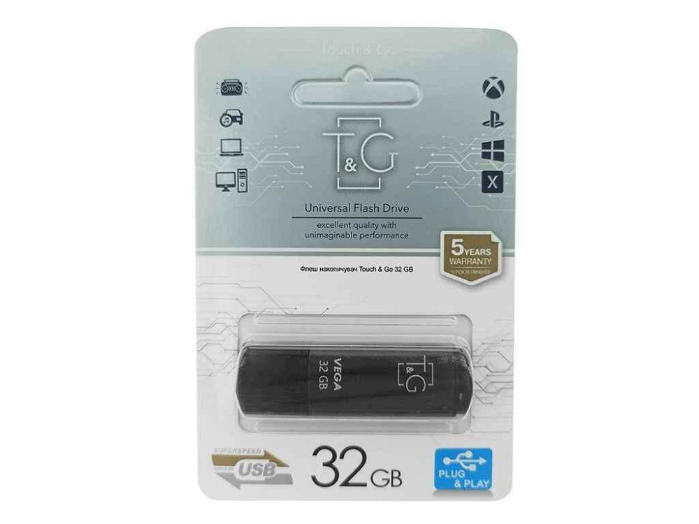 Флешка USB 32GB 2.0 121 Vega Series сіра ТМ TG Київ - фото 1