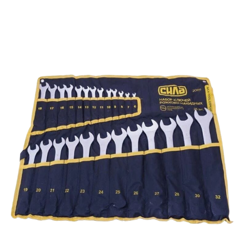 Набір ключів ріжково-накидних (6-28,30,32мм) CrV 25шт + чохол СИЛА Житомир - фото 1